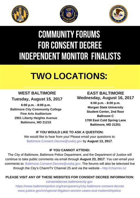 Community Forums for Consent Decree Independent Monitor Finalists ...