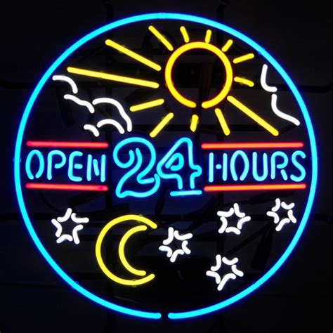 Open 24 Hours Neon Sign - Fandom Planet | Neon signs, Cool neon signs ...