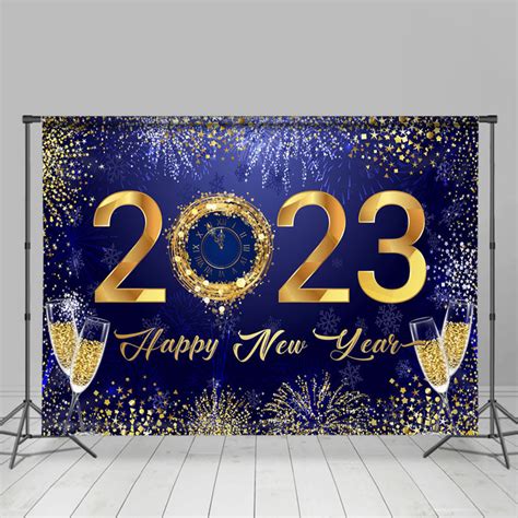 Lofaris Navy Blue With Clock To 2023 Happy New Year Backdrop | Happy New Year Decoration | Happy ...