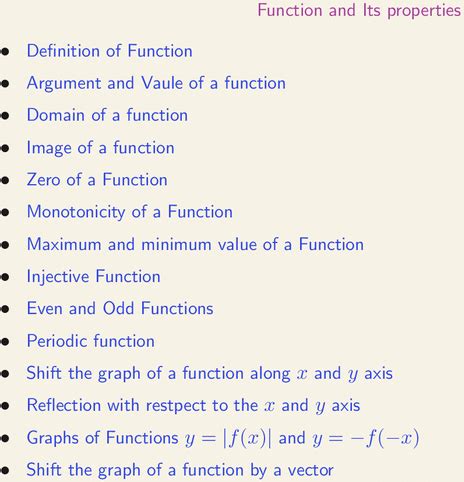 Function and Its properties