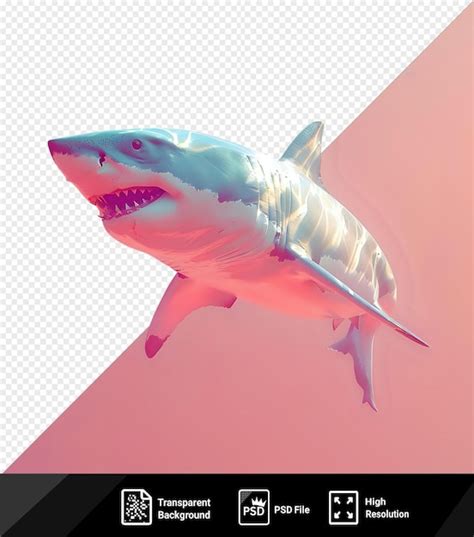 Premium PSD | Psd picture mockup of a great white shark with an open mouth and white fin png