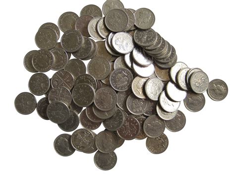 5 Pence coins on white background | A pile of 5p coins on a … | Flickr