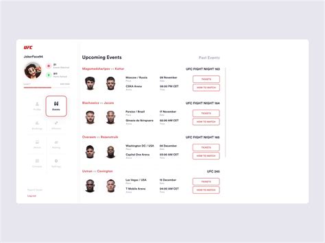 UFC Booking Ticket Concept by Piotr Kosmala on Dribbble