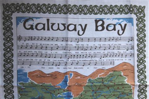 vintage Irish linen tea towel, Galway Bay lyrics print, souvenir of Ireland