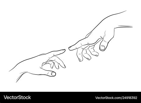 Sketch touching hands black and white Royalty Free Vector