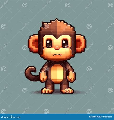 Pixel Monkey: Cute Minecraft-inspired Pixel Art by Jj Otto Stock Illustration - Illustration of ...