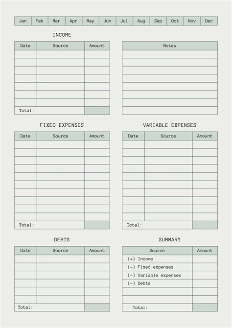 Free Monthly Budget Template Pdf
