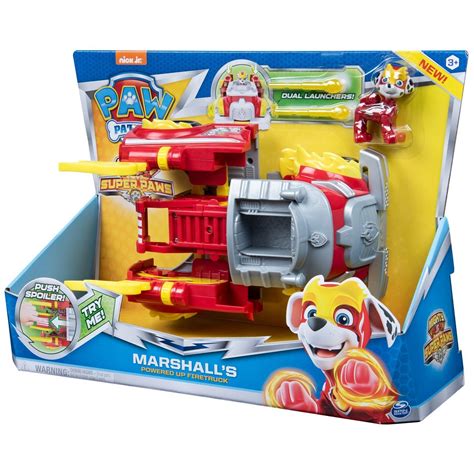 PAW Patrol Mighty Pups Super PAWs Marshall's Powered Up Fire Truck Transforming Vehicle