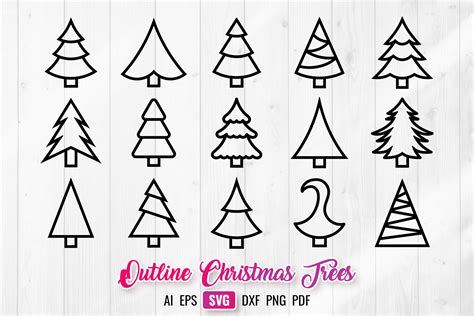 Christmas Trees Outline SVG Silhouettes Graphic by DTCreativeLab · Creative Fabrica