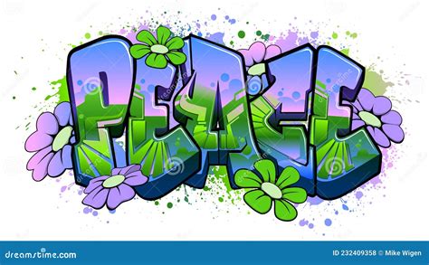 Peace in Graffiti Art stock vector. Illustration of matata - 232409358