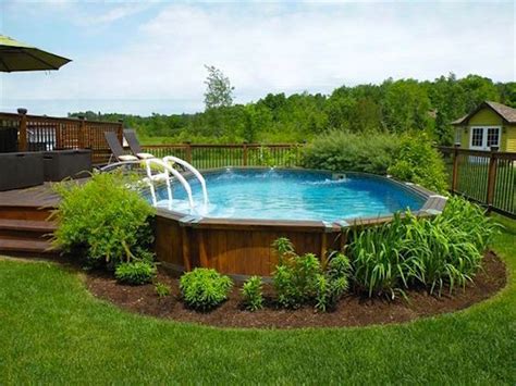 24 Above-Ground Pool Deck Design Ideas | Backyard pool landscaping ...