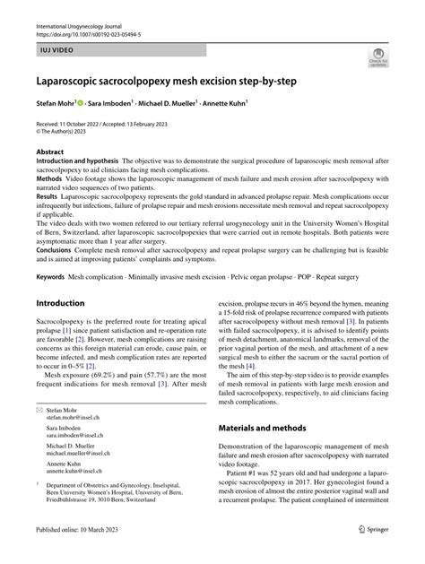 (PDF) Laparoscopic sacrocolpopexy mesh excision step-by-step