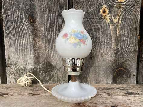 Floral Milk Glass Lamp Milk Glass Lamp Small Milk Glass Lamp Jewelry ...