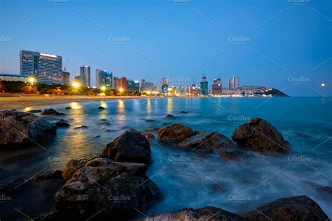 Haeundae beach in Busan, South Korea ~ Graphics ~ Creative Market