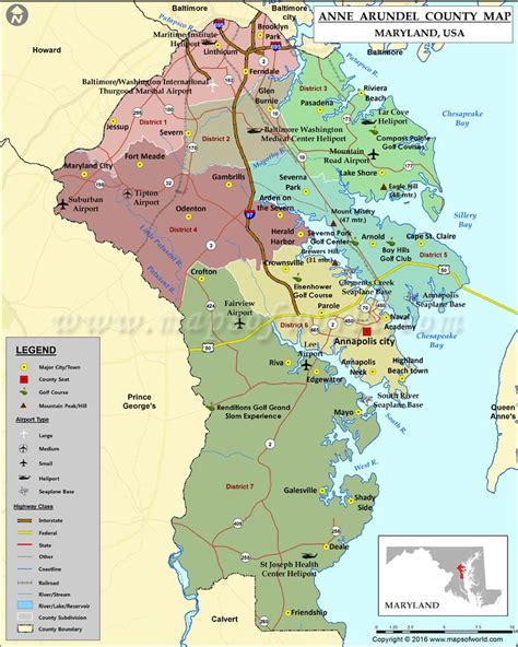 Anne Arundel County Map, Maryland