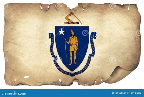 Massachusetts State Flag on Old Paper Stock Illustration - Illustration of patriotism, history ...