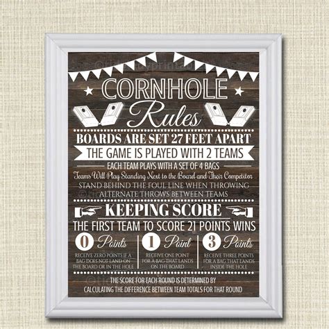 Printable Corn Hole Rules