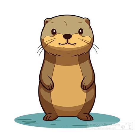 Ocean Mammals Clipart-river otter cartoon style front view clip art