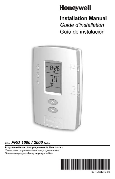 Honeywell PRO 1000 Thermostat Installation manual PDF View/Download