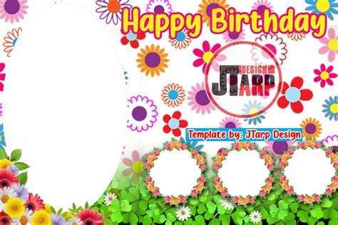 Flower Theme Birthday Tarpaulin Design Template