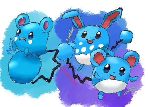 Azurill / Marill / Azumarill Evolution Line by Cherrierae on DeviantArt