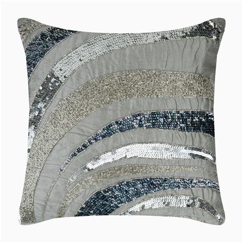 Pillow Covers With Zippers, Grey Shams, Sequins and Beaded Spiral ...