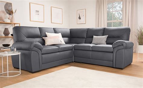 Bromley Corner Sofa, Grey Classic Faux Leather Only £799.99 | Furniture And Choice