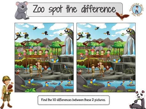 Zoo spot the difference game - Treasure hunt 4 Kids