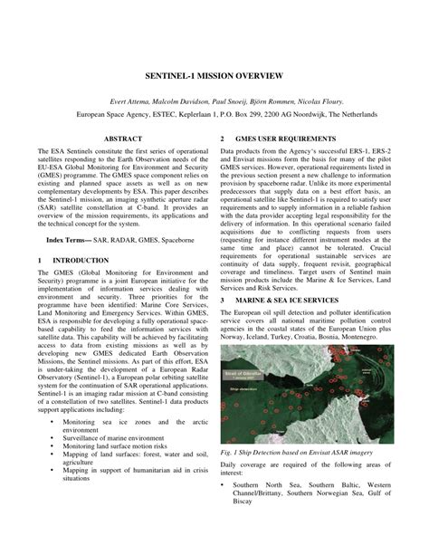 (PDF) Sentinel-1 Mission Overview