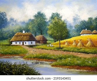 Fine Art Artwork Rural Paintings Landscape Stock Illustration ...