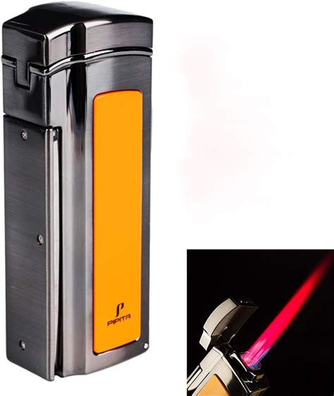 PIPITA Windproof Cigar Lighters Metal Torch Butane Lighter 4 Jet Red ...