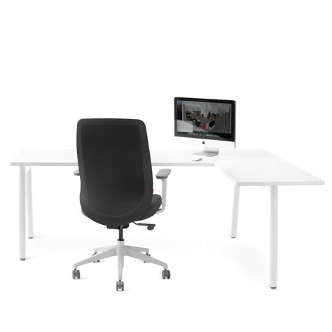 White Series A Corner Desk with White Base, Right Handed|Desks|Poppin | Office furniture modern ...