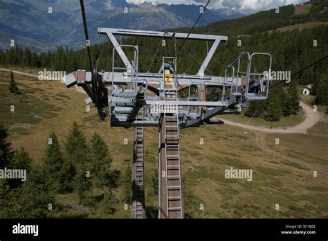 ski lift of Pila, Aosta Valley,Italy Stock Photo - Alamy