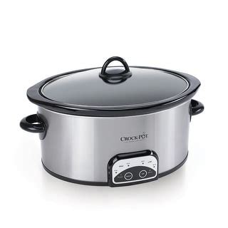 Smart-Pot 6 Quart Programmable Slow Cooker with Timer, Food Warmer, Brushed Stainless Steel ...