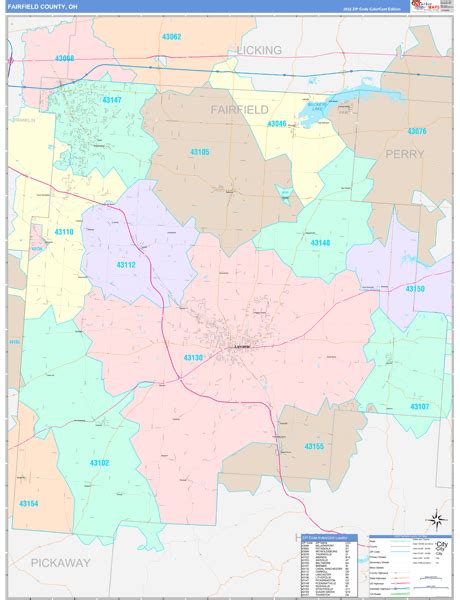 Fairfield County, OH Wall Map Color Cast Style by MarketMAPS - MapSales