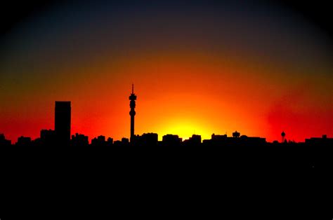 Sunset over Joburg City Skyline