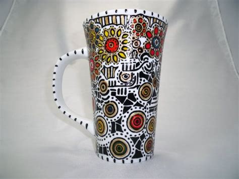 Tall Coffee Mug Tall Tea Mug FREE SHIPPING by MimiZaphiratos, $65.00 | Tall coffee mugs, Mug art ...