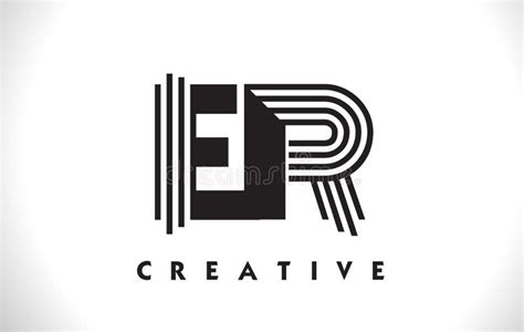 ER Logo Letter with Black Lines Design. Line Letter Vector Illus Stock Illustration ...