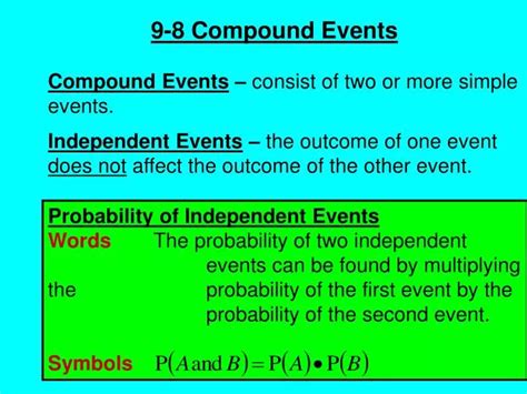 PPT - 9-8 Compound Events PowerPoint Presentation - ID:4284875