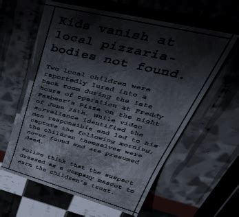 FNaF 1 Newspapers and Clippings - FNaFLore.com