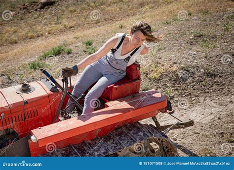 Farmer Woman Driving a Tractor on Her Farm Stock Photo - Image of people, gloves: 181071508