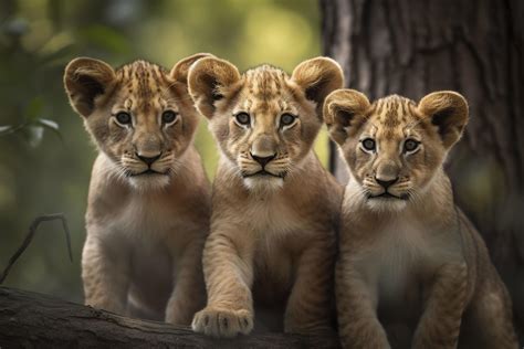 Three cute lion cubs. . 22398381 Stock Photo at Vecteezy