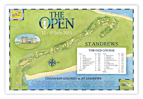 2015 Open Championship at St. Andrews Course Map | Golf history, Golf design, Golf art