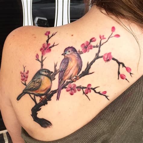 Cute Birds On Branch Tattoo On Left ... | Birds tattoo, Tattoos, Bird shoulder tattoos