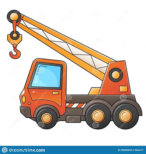 Cartoon Big Truck Crane. Construction Vehicles Stock Vector ...