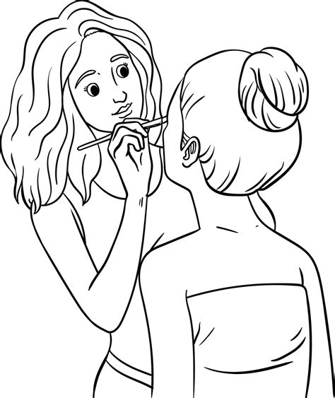 Makeup Artist Isolated Coloring Page for Kids 12697815 Vector Art at ...