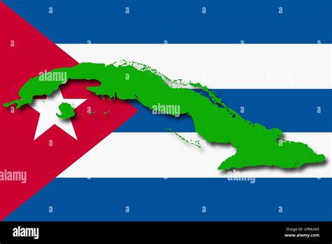 A Cuba flag map on white background 3d illustration with clipping path ...