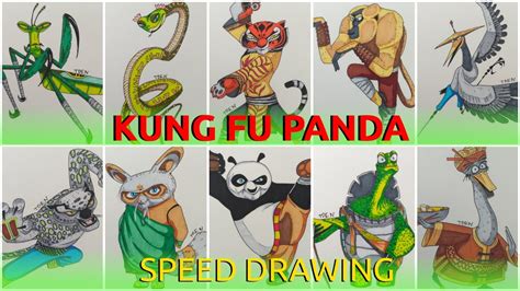 Kung Fu Panda Characters Speed Drawing. - YouTube