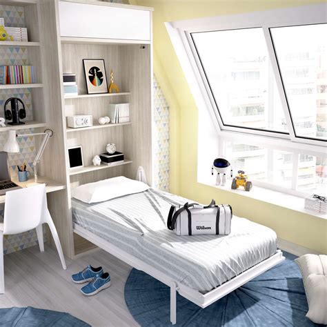 Single Vertical Wall Bed with Overhead Storage | BBT Furniture – Space ...