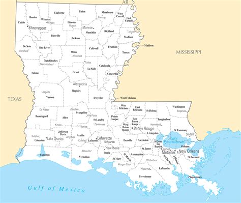 Louisiana Map With Cities And Towns - Terminal Map